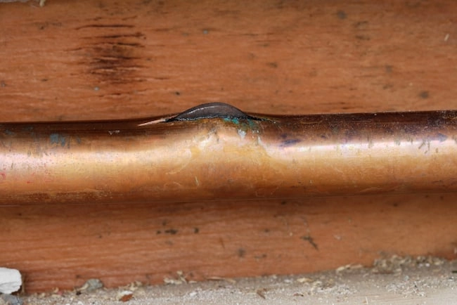 frozen copper pipe
